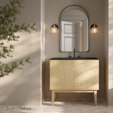 Swiss Madison Bosse 36" Freestanding Bathroom Vanity - Natural Oak with Black 3-Hole Widespread Sink Top - SM-BV8802NO-3MB