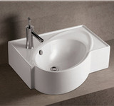 Whitehaus WHKN1129 23 5/8" Isabella Rectangular Wall Mount Bathroom Sink With Integrated Oval Bowl, Overflow, Single Faucet Hole & Rear Center Drain - White