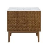 Swiss Madison Bosse 36" Freestanding Bathroom Vanity - Brown Oak with White Sink Top - SM-BV8802BO