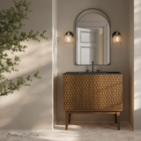 Swiss Madison Bosse 36" Freestanding Bathroom Vanity - Brown Oak with Black 3-Hole Widespread Sink Top - SM-BV8802BO-3MB