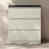 Swiss Madison Liberte 30" Freestanding Bathroom Vanity - White Oak with Black 3-Hole Widespread Sink Top - SM-BV7810WO