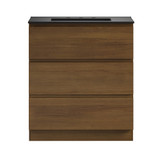 Swiss Madison Liberte 30" Freestanding Bathroom Vanity - Brown Oak with Black 3-Hole Widespread Sink Top - SM-BV7810BO