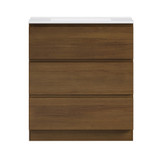 Swiss Madison Liberte 30" Freestanding Bathroom Vanity - Brown Oak with White 3-Hole Widespread Sink Top - SM-BV7809BO