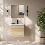 Swiss Madison Cascade 24" Wall-Mounted Bathroom Vanity - Natural Oak with White Sink Top - SM-BV8601NO