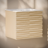 Swiss Madison Cascade 24" Wall-Mounted Bathroom Vanity - Natural Oak with White 3-Hole Centerset Sink Top - SM-BV8601NO-3C