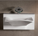 Whitehaus WHKN1114A 27 7/8" Isabella Rectangular Wall Mount Bathroom Sink With Integrated Rectangular Bowl, Single Faucet Hole & Rear Center Drain - White