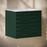 Swiss Madison Cascade 24" Wall-Mounted Bathroom Vanity - Green Oak with White 3-Hole Widespread Sink Top - SM-BV8601GA-3W