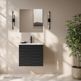 Swiss Madison Cascade 24" Wall-Mounted Bathroom Vanity - Black Oak with White Sink Top - SM-BV8601AO