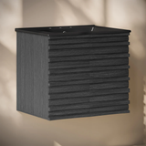 Swiss Madison Cascade 24" Wall-Mounted Bathroom Vanity - Black Oak with Black 3-Hole Widespread Sink Top - SM-BV8601AO-3WMB