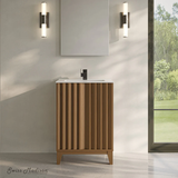 Swiss Madison Troyes 24" Freestanding Bathroom Vanity - Brown Oak with White Sink Top - SM-BV3401BO