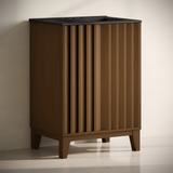 Swiss Madison Troyes 24" Freestanding Bathroom Vanity - Brown Oak with Black 3-Hole Centerset Sink Top - SM-BV3401BO-3CMB