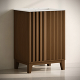 Swiss Madison Troyes 24" Freestanding Bathroom Vanity - Brown Oak with White 3-Hole Widespread Sink Top - SM-BV3401BO-3W