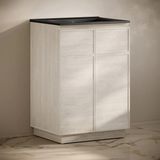 Swiss Madison St. Tropez 24" Freestanding Bathroom Vanity - White Oak with Black Sink Top - SM-BV0801WO-MB
