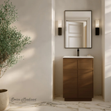 Swiss Madison St. Tropez 24" Freestanding Bathroom Vanity - Brown Oak with White Sink Top - SM-BV0801BO