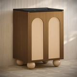 Swiss Madison Plaisir II 24" Freestanding Bathroom Vanity - Brown Oak with Black 3-Hole Widespread Sink Top - SM-BV0701BO-3WMB