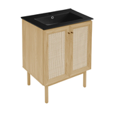 Swiss Madison Classe 24" Freestanding Bathroom Vanity - Natural Oak with Black Sink Top - SM-BV662NOMB