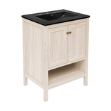 Swiss Madison Chateau 24" Freestanding Bathroom Vanity - White Oak with Black 3-Hole Widespread Sink Top - SM-BV0601WO-3WMB