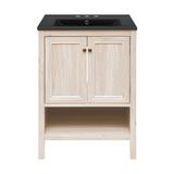 Swiss Madison Chateau 24" Freestanding Bathroom Vanity - White Oak with Black 3-Hole Centerset Sink Top - SM-BV0601WO-3CMB