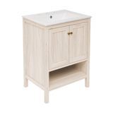 Swiss Madison Chateau 24" Freestanding Bathroom Vanity - White Oak with White 3-Hole Widespread Sink Top - SM-BV0601WO-3W