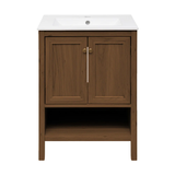 Swiss Madison Chateau 24" Freestanding Bathroom Vanity - Brown Oak with White Sink Top - SM-BV0601BO