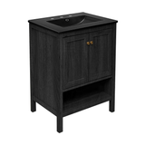 Swiss Madison Chateau 24" Freestanding Bathroom Vanity - Black Oak with Black 3-Hole Widespread Sink Top - SM-BV0601AO-3WMB