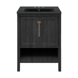 Swiss Madison Chateau 24" Freestanding Bathroom Vanity - Black Oak with Black 3-Hole Centerset Sink Top - SM-BV0601AO-3CMB