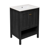 Swiss Madison Chateau 24" Freestanding Bathroom Vanity - Black Oak with White 3-Hole Centerset Sink Top - SM-BV0601AO-3C