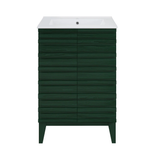 Swiss Madison Cascade 24" Freestanding Bathroom Vanity - Green Oak with White Sink Top - SM-BV470GA