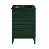 Swiss Madison Cascade 24" Freestanding Bathroom Vanity - Green Oak with Black 3-Hole Widespread Sink Top - SM-BV470GA-3WMB