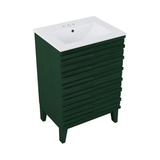 Swiss Madison Cascade 24" Freestanding Bathroom Vanity - Green Oak with White 3-Hole Centerset Sink Top - SM-BV470GA-3C
