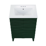 Swiss Madison Cascade 24" Freestanding Bathroom Vanity - Green Oak with White 3-Hole Centerset Sink Top - SM-BV470GA-3C