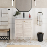 Swiss Madison Bron 24" Freestanding Bathroom Vanity - White Oak with White Sink Top - SM-BV6201WO