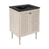 Swiss Madison Bron 24" Freestanding Bathroom Vanity - White Oak with Black Sink Top - SM-BV6201WO-MB
