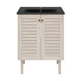 Swiss Madison Bron 24" Freestanding Bathroom Vanity - White Oak with Black Sink Top - SM-BV6201WO-MB
