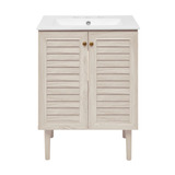 Swiss Madison Bron 24" Freestanding Bathroom Vanity - White Oak with White 3-Hole Widespread Sink Top - SM-BV6201WO-3W