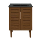Swiss Madison Bron 24" Freestanding Bathroom Vanity - Brown Oak with Black Sink Top - SM-BV6201BO-MB