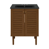 Swiss Madison Bron 24" Freestanding Bathroom Vanity - Brown Oak with Black 3-Hole Centerset Sink Top - SM-BV6201BO-3CMB