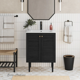 Swiss Madison Bron 24" Freestanding Bathroom Vanity - Black Oak with White Sink Top - SM-BV6201AO