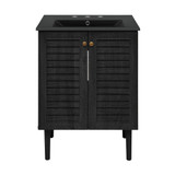 Swiss Madison Bron 24" Freestanding Bathroom Vanity - Black Oak with Black 3-Hole Widespread Sink Top - SM-BV6201AO-3WMB