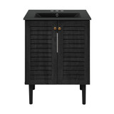Swiss Madison Bron 24" Freestanding Bathroom Vanity - Black Oak with Black 3-Hole Centerset Sink Top - SM-BV6201AO-3CMB