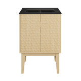 Swiss Madison Bosse 24" Freestanding Bathroom Vanity - Natural Oak with Black 3-Hole Centerset Sink Top - SM-BV8801NO-3MB