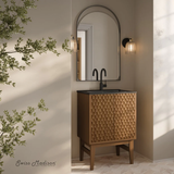 Swiss Madison Bosse 24" Freestanding Bathroom Vanity - Brown Oak with Black Sink Top - SM-BV8801BOMB
