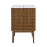 Swiss Madison Bosse 24" Freestanding Bathroom Vanity - Brown Oak with White 3-Hole Centerset Sink Top - SM-BV8801BO-3
