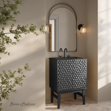 Swiss Madison Bosse 24" Freestanding Bathroom Vanity - Black Oak with Black 3-Hole Centerset Sink Top - SM-BV8801AO-3MB