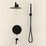 Swiss Madison Ivy 1.8 GPM Wall Mount Fixed Shower Head with Hand Sprayer and Tub Filler - Matte Black, Valve Included - SM-SH0901MB