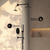 Swiss Madison Ivy 1.8 GPM Wall Mount Fixed Shower Head with Hand Sprayer and Tub Filler - Matte Black, Valve Included - SM-SH0901MB