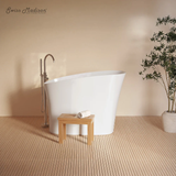 Swiss Madison Cascade II 48" Single Slipper Japanese Soaking Freestanding Bathtub - Matte White, Stool Included - SM-FB5901MW
