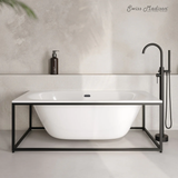 Swiss Madison Pierre 60" Soaking Freestanding Bathtub - Glossy White, Black Frame Included - SM-FB2701MB