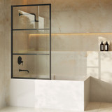 Swiss Madison  Claire 34" x 58" Framed Fixed 3/8 in. (10mm) Clear Tempered Glass Tub Door with Black Matte Frame - SM-TD1901MB