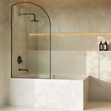 Swiss Madison Demi 34" x 58" Framed Fixed 3/8 in. (10mm) Clear Tempered Glass Tub Door with Black Matte Frame - SM-TD8901MB